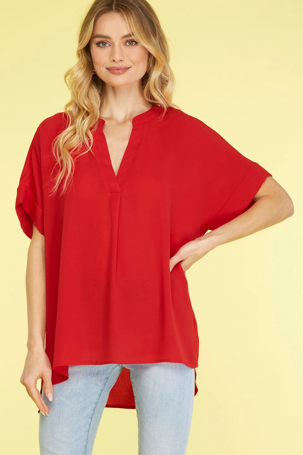 "Elise" V Neck Blouse - The Katie Grace Boutique