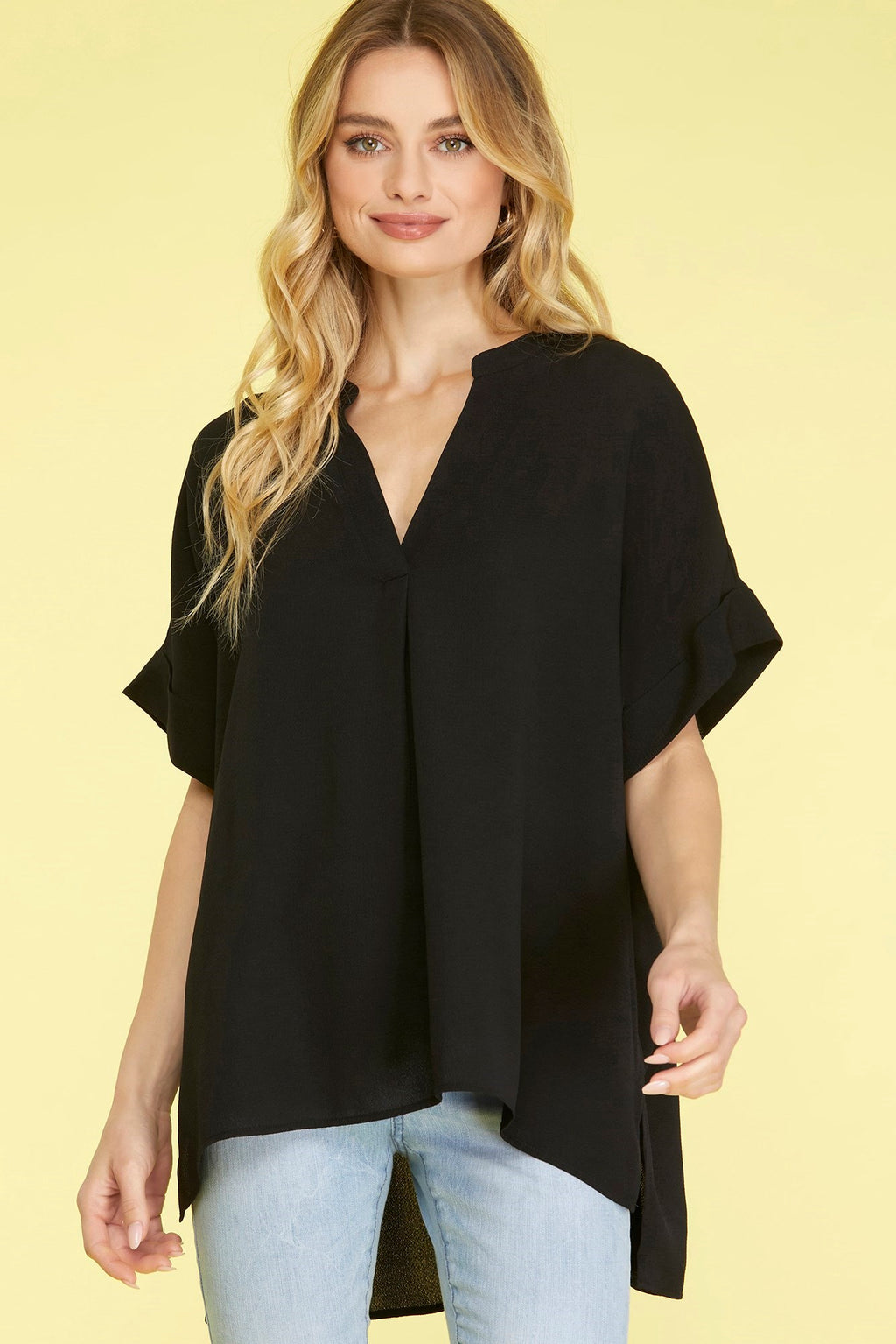 "Elise" V Neck Blouse - The Katie Grace Boutique