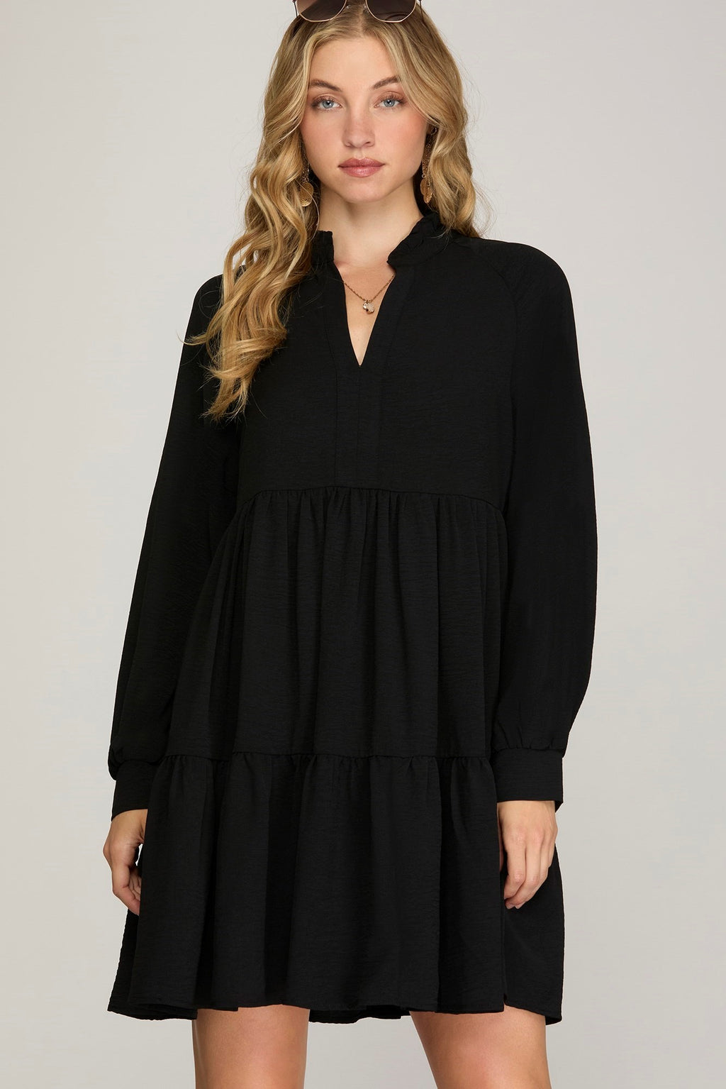 "Brooke" Long Sleeve Tiered Dress - The Katie Grace Boutique