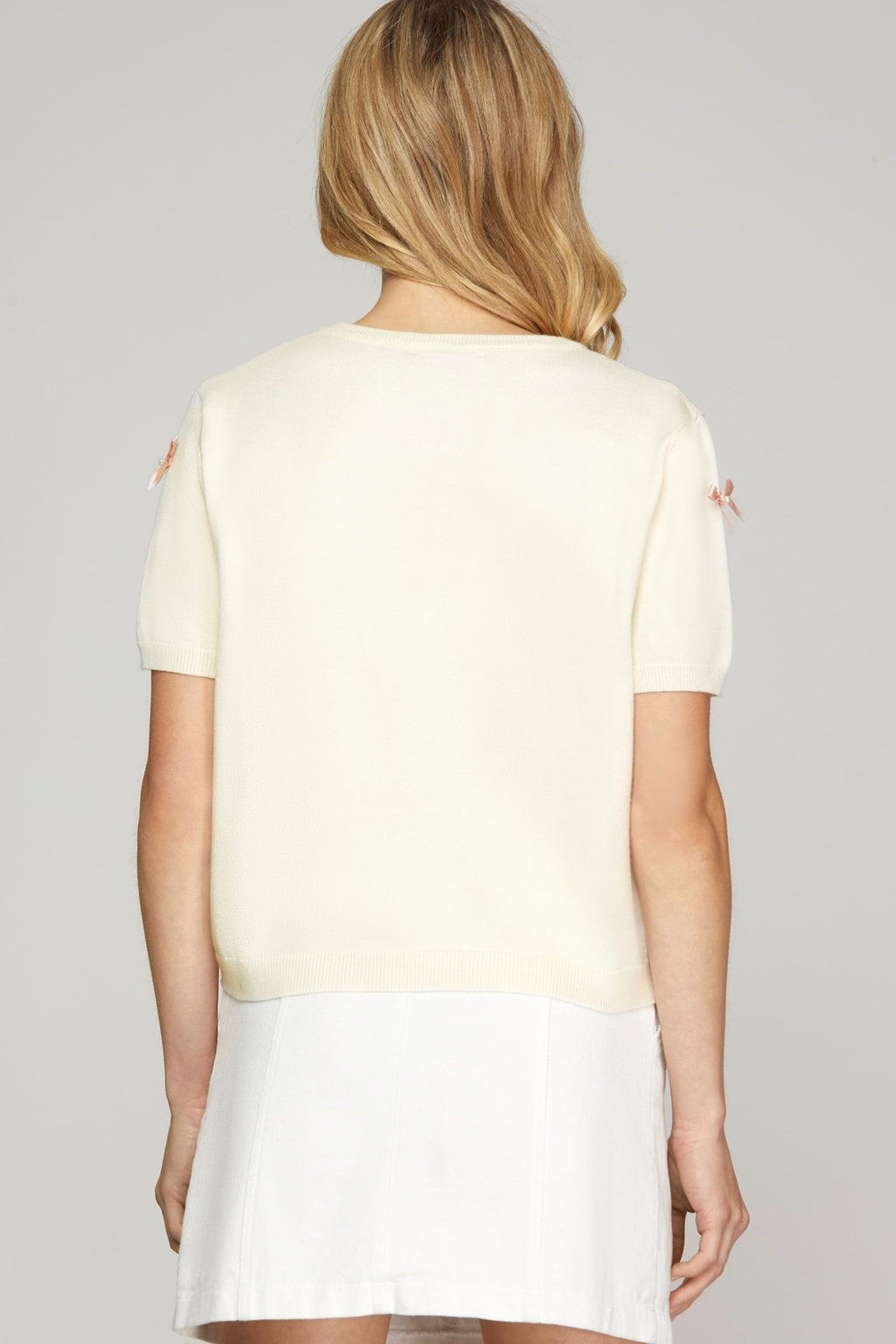 "Stephanie" Short Sleeve Sweater - The Katie Grace Boutique