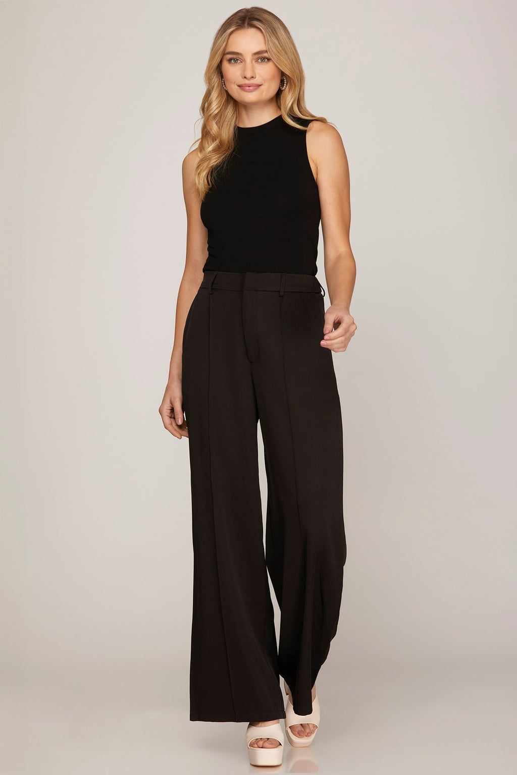 "Cassidy" Pintuck Slacks - The Katie Grace Boutique