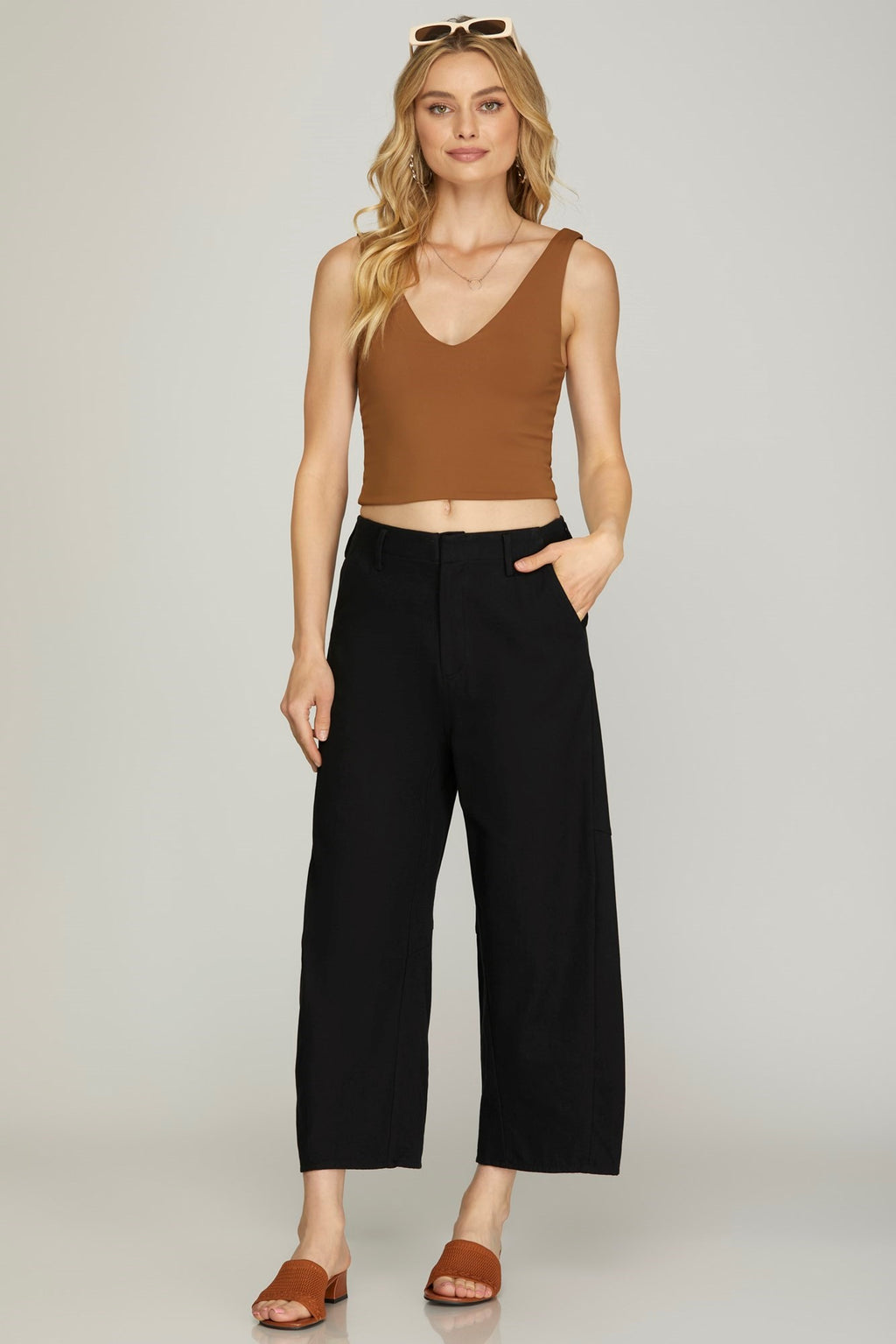 "Thea" Twill Barrel Pants - The Katie Grace Boutique