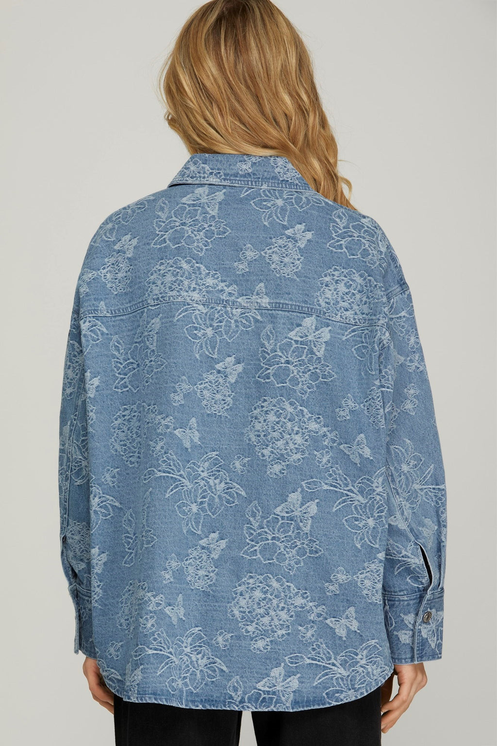 "Ellen" Embroidered Shirt Jacket - The Katie Grace Boutique