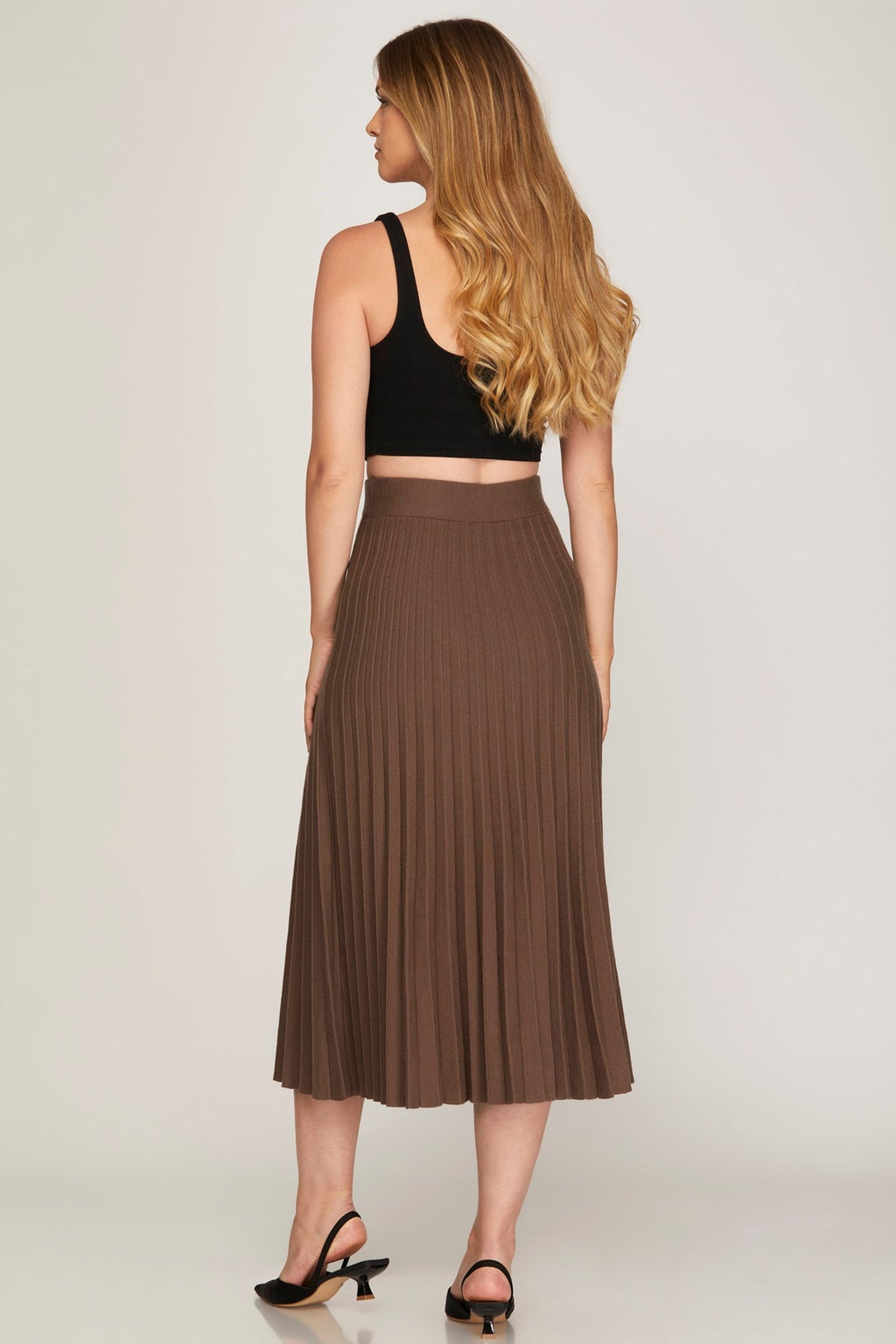 "Juliette" Pleated Sweater Midi Skirt - The Katie Grace Boutique