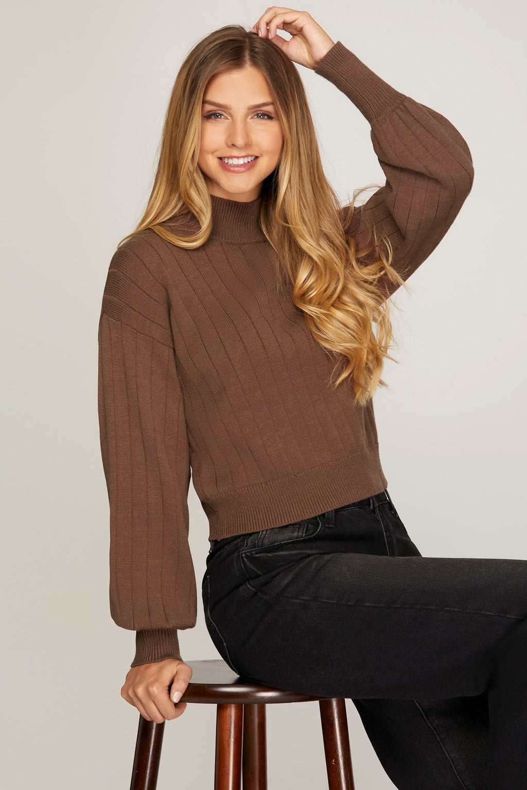 "Adele" Mock Neck Cropped Sweater, 3 colors - The Katie Grace Boutique