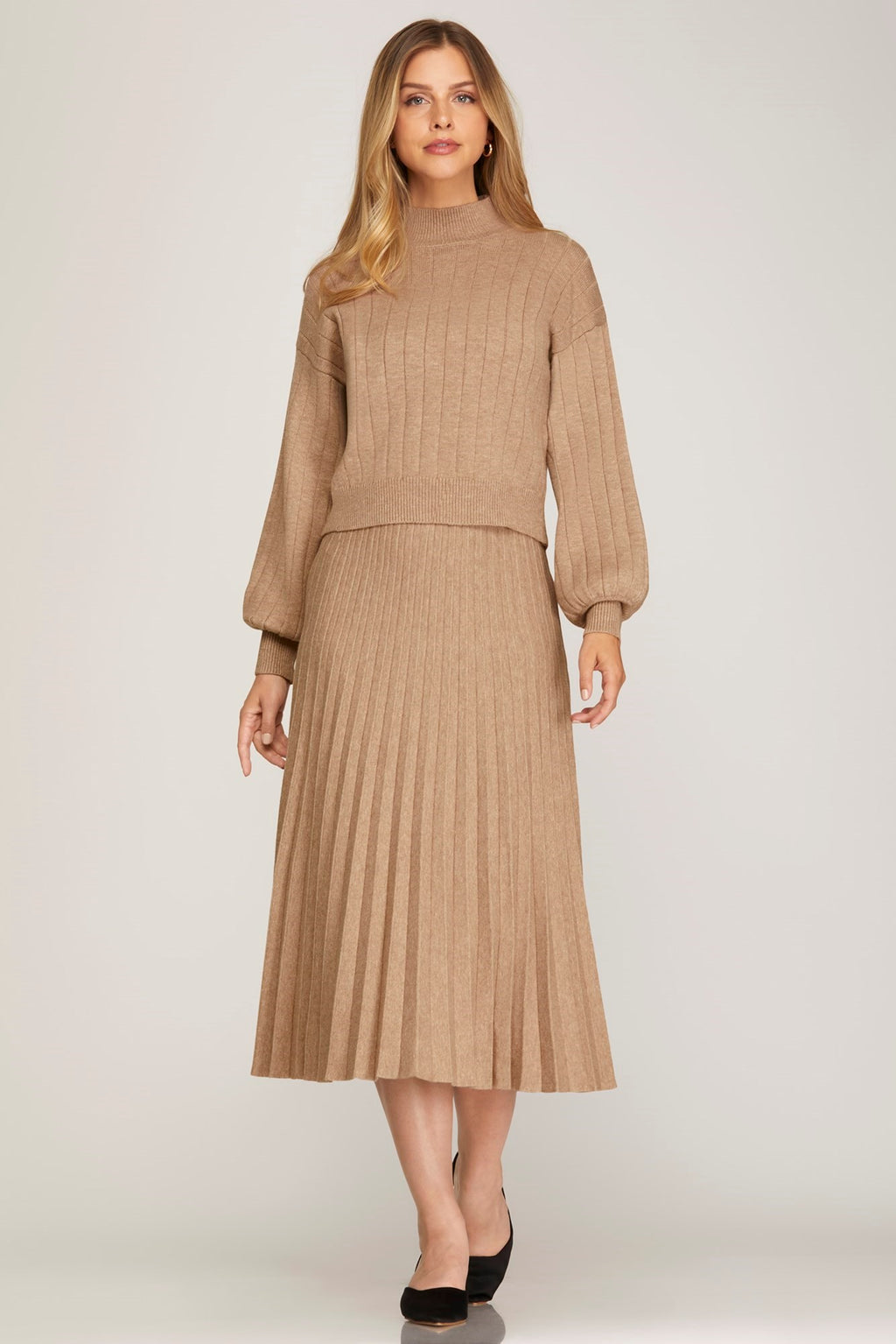 "Juliette" Pleated Sweater Midi Skirt - The Katie Grace Boutique