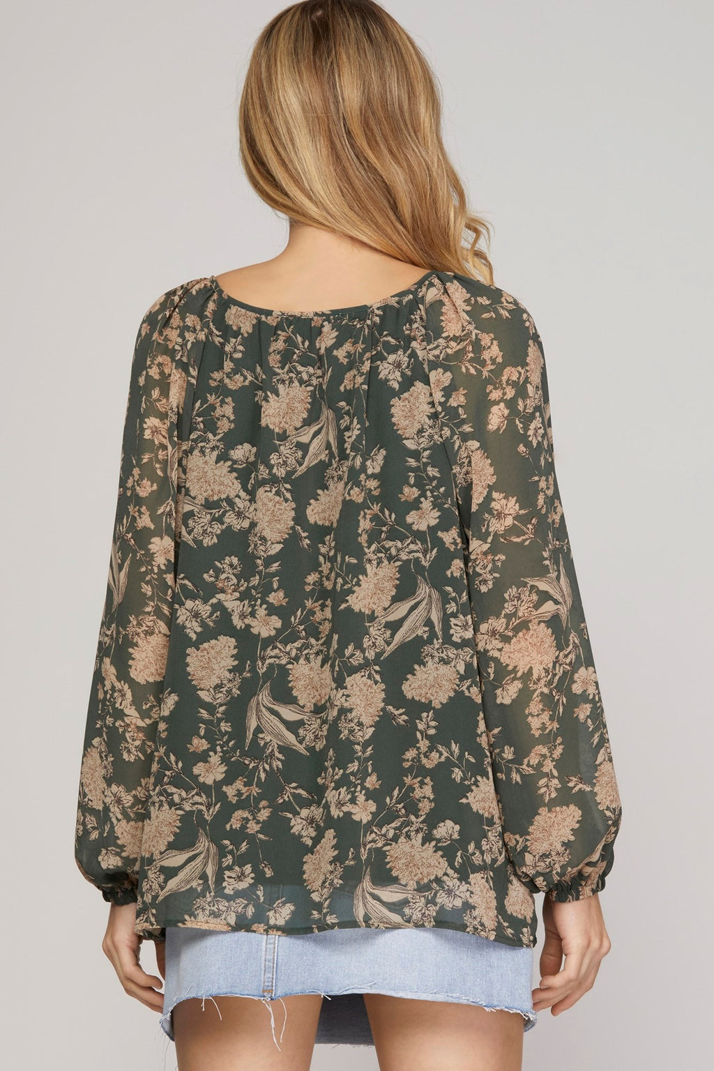 "Sage" Floral Blouse - The Katie Grace Boutique