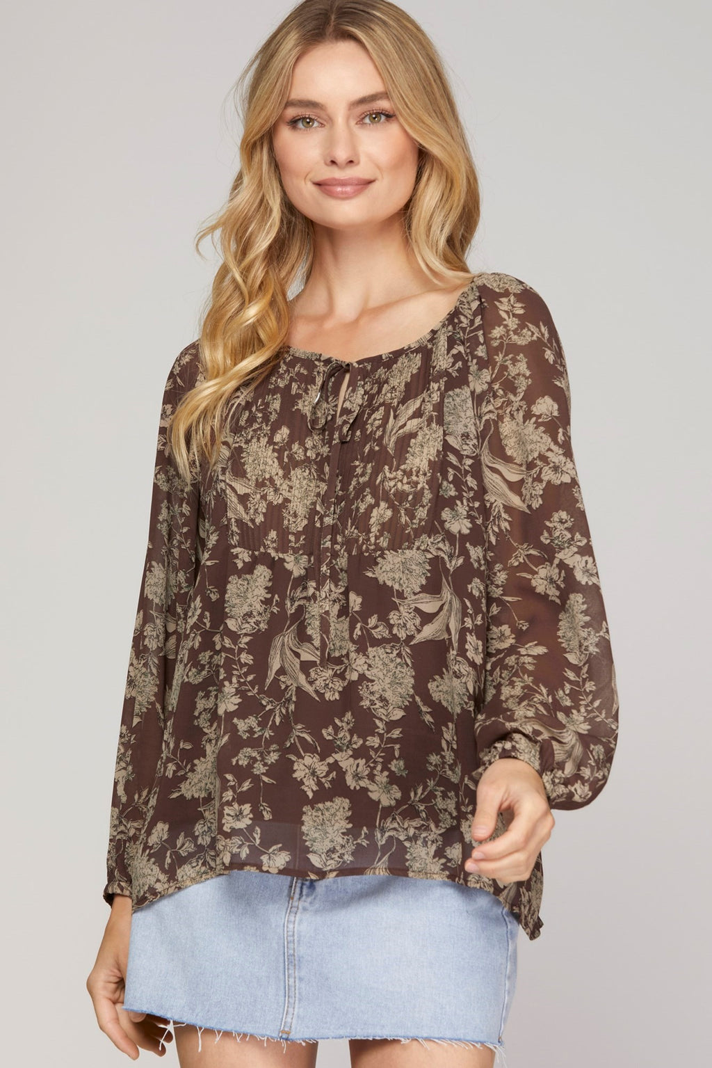 "Sage" Floral Blouse - The Katie Grace Boutique