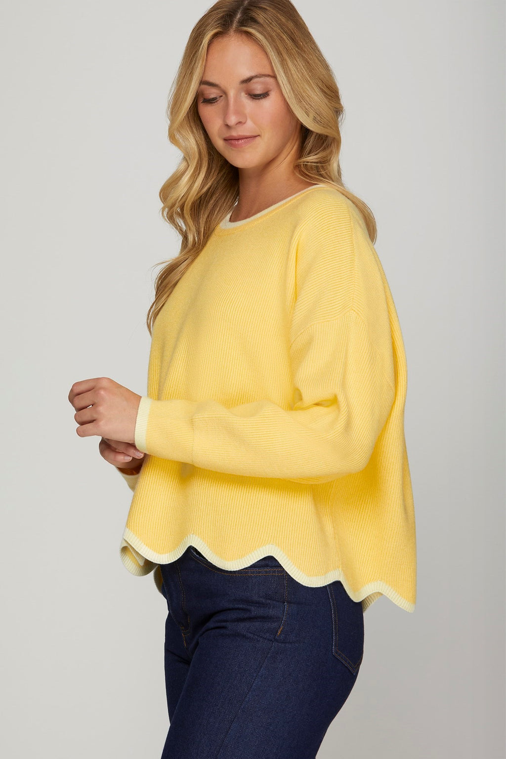 "Raya" Scalloped Sweater - The Katie Grace Boutique