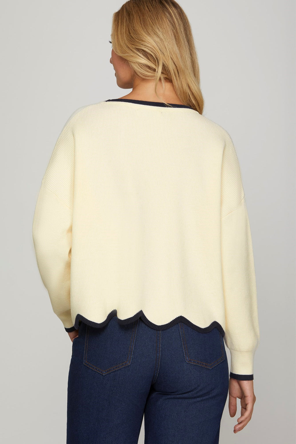 "Brynlee" Scalloped Sweater - The Katie Grace Boutique