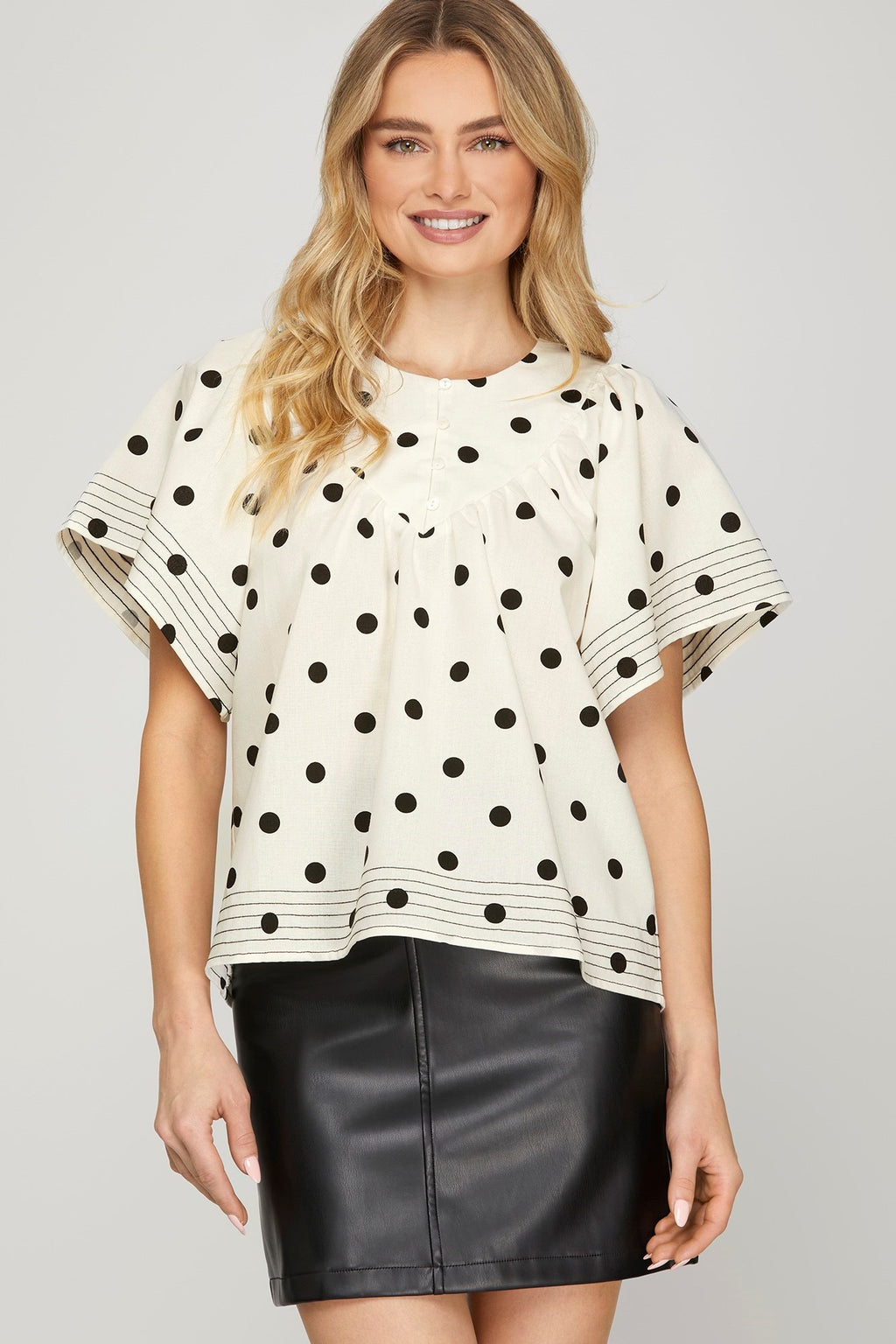 "Crista" Polka Dot Blouse - The Katie Grace Boutique