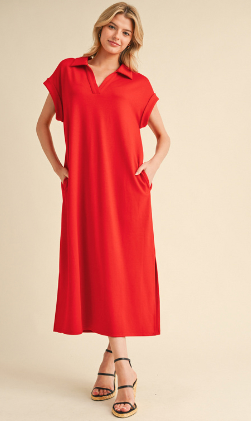 "Ruby" Luxe Knit Midi Dress - The Katie Grace Boutique