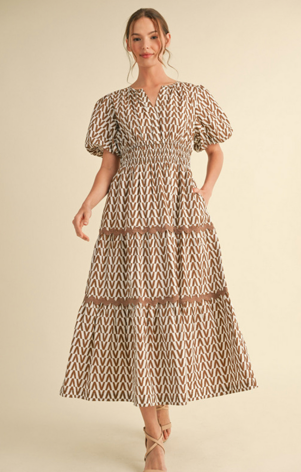 "Shelli" Maxi Dress with Ric Rac - The Katie Grace Boutique