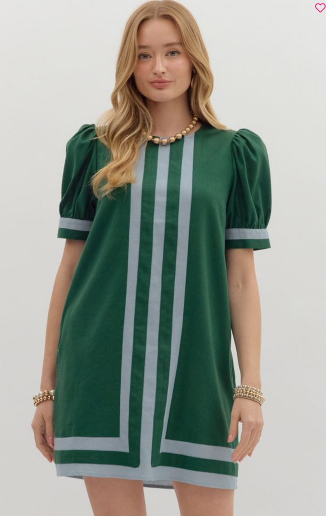 "Fern" Dress with Contrast Stripes - The Katie Grace Boutique