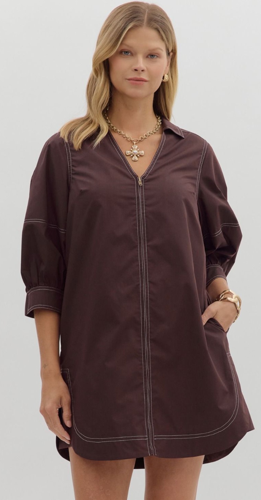 "Deidre" Zipper  Dress - The Katie Grace Boutique