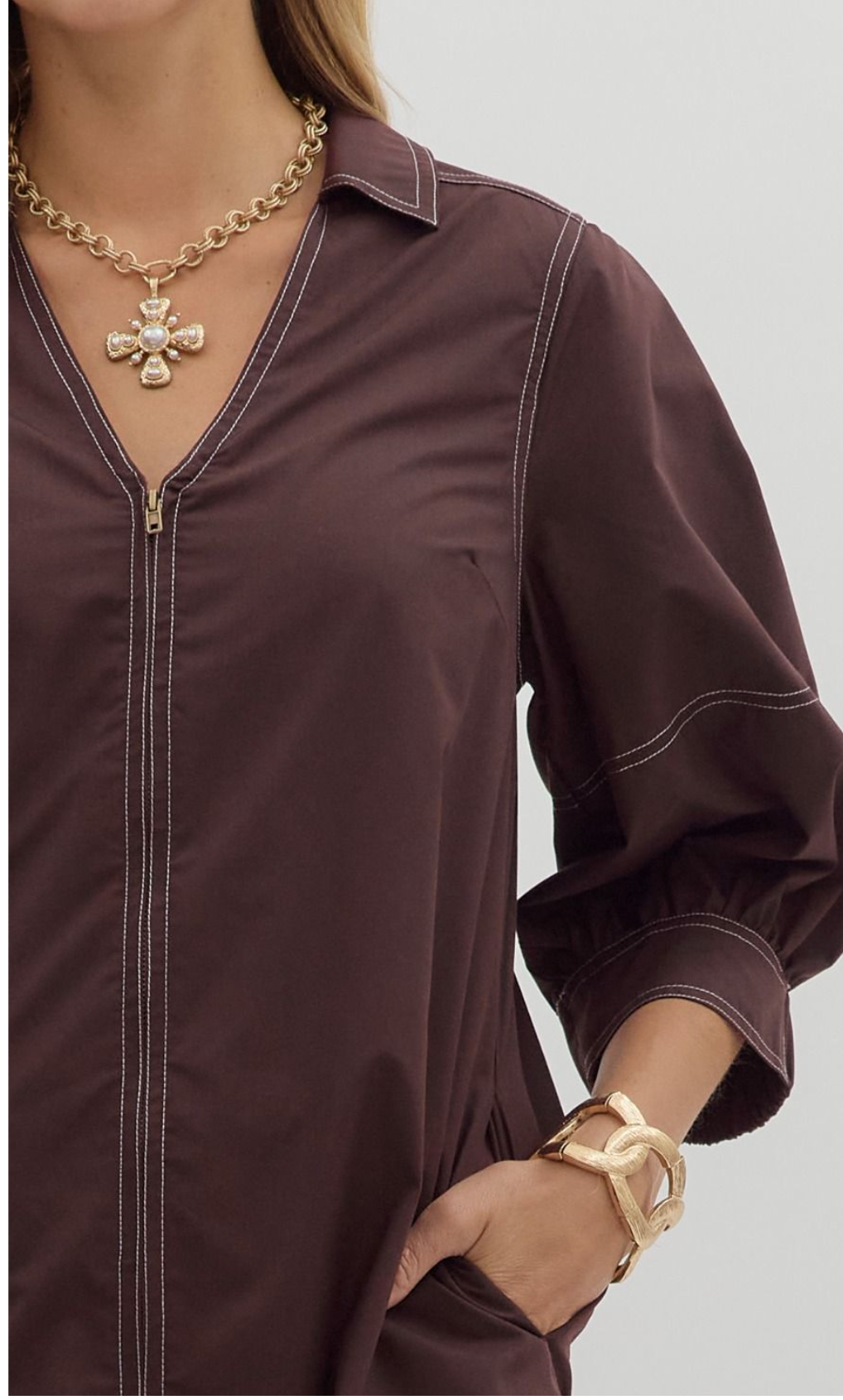 "Deidre" Zipper  Dress - The Katie Grace Boutique