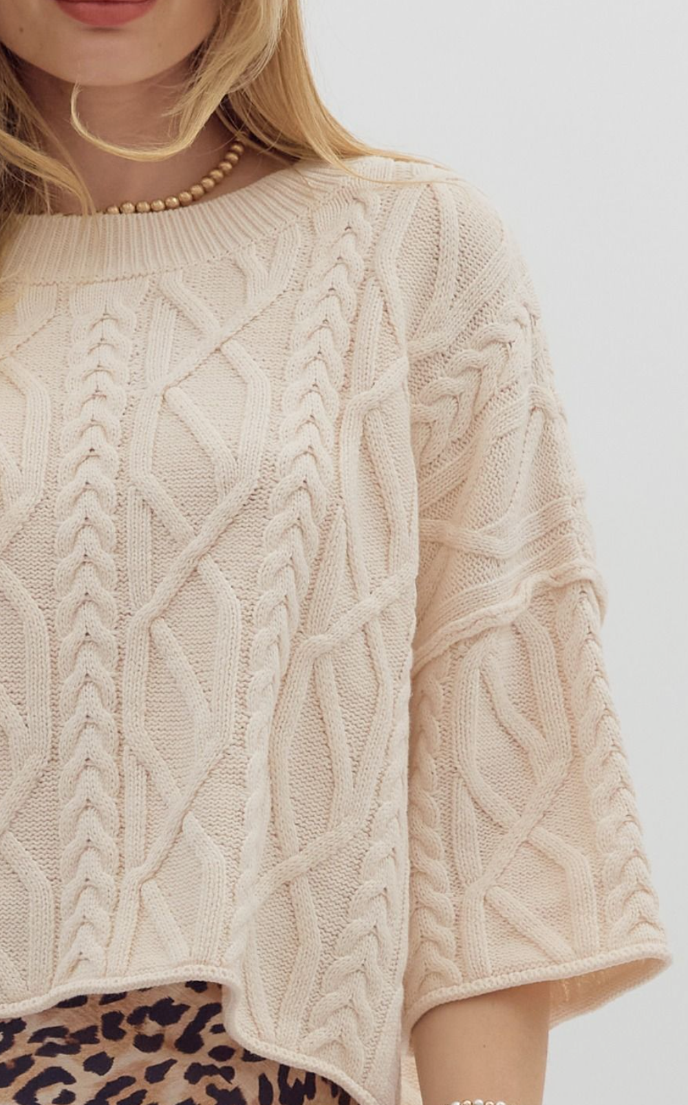 "Loren" Cable Knit Sweater - The Katie Grace Boutique