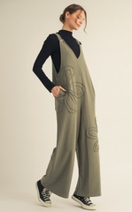 "Venice" Applique' Floral Jumpsuit, 3 colors - The Katie Grace Boutique