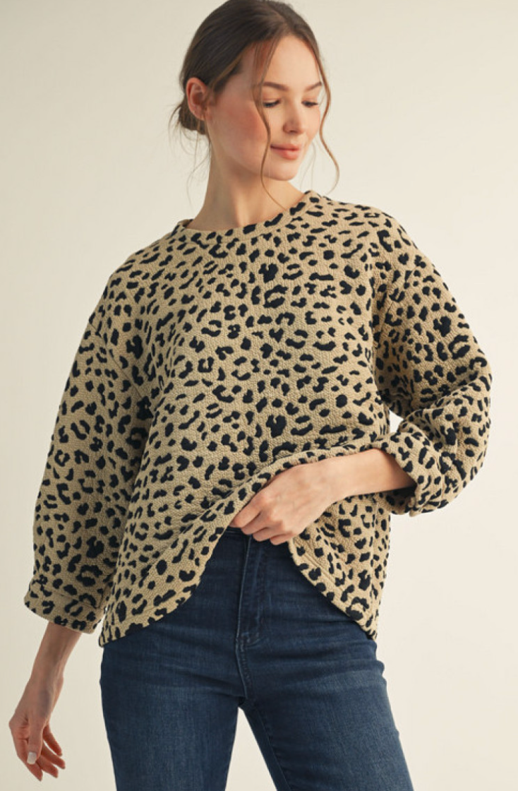 "Kristi" Leopard Top - The Katie Grace Boutique