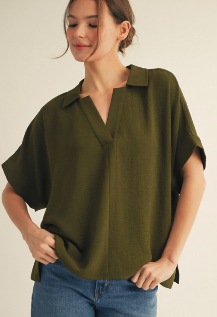 "Olivia" Collared Blouse - The Katie Grace Boutique