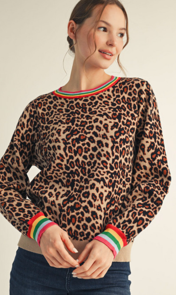 "Trina" Leopard Sweater - The Katie Grace Boutique