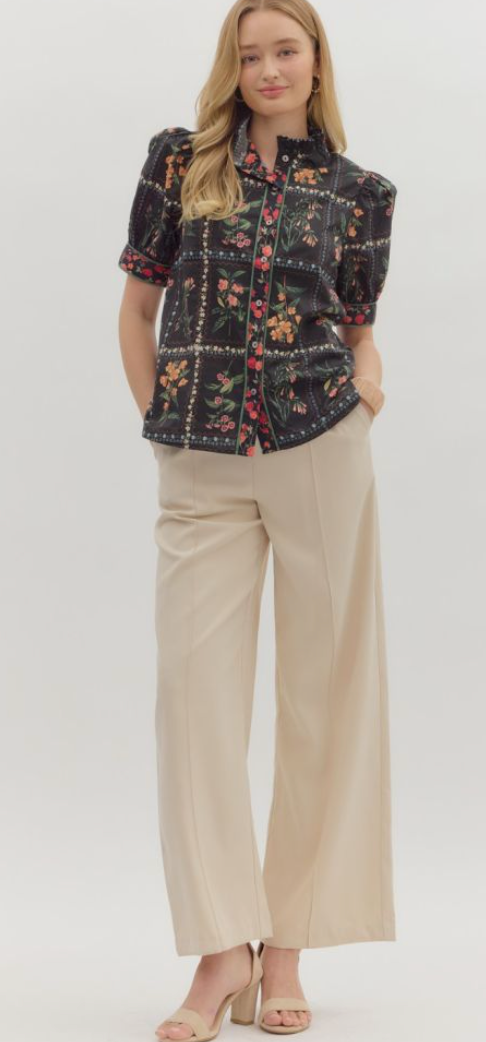 "Hazel" Button Down Blouse - The Katie Grace Boutique