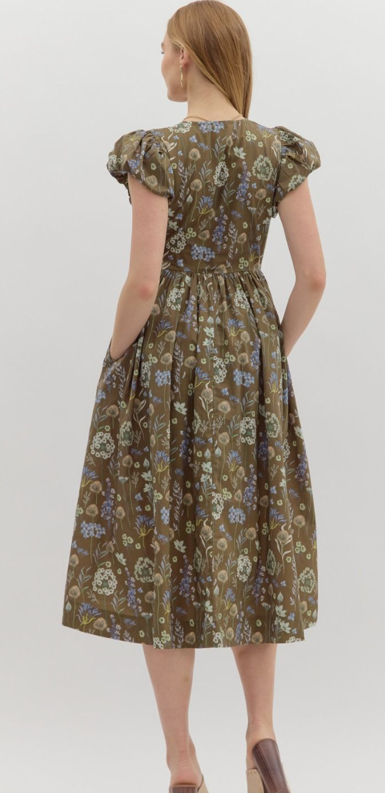 "Sofia" Smocked Midi Dress - The Katie Grace Boutique