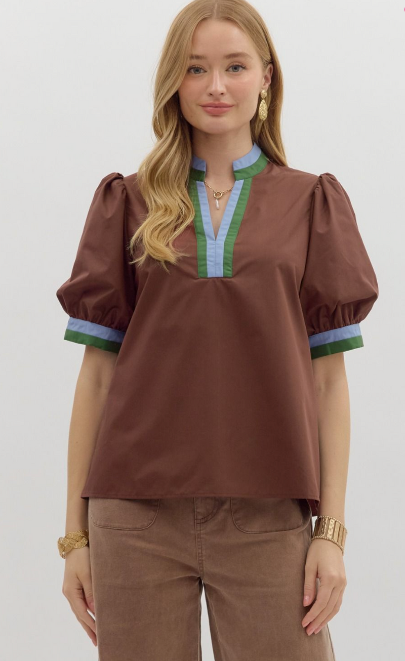 "Elenor" Puff sleeve Blouse - The Katie Grace Boutique