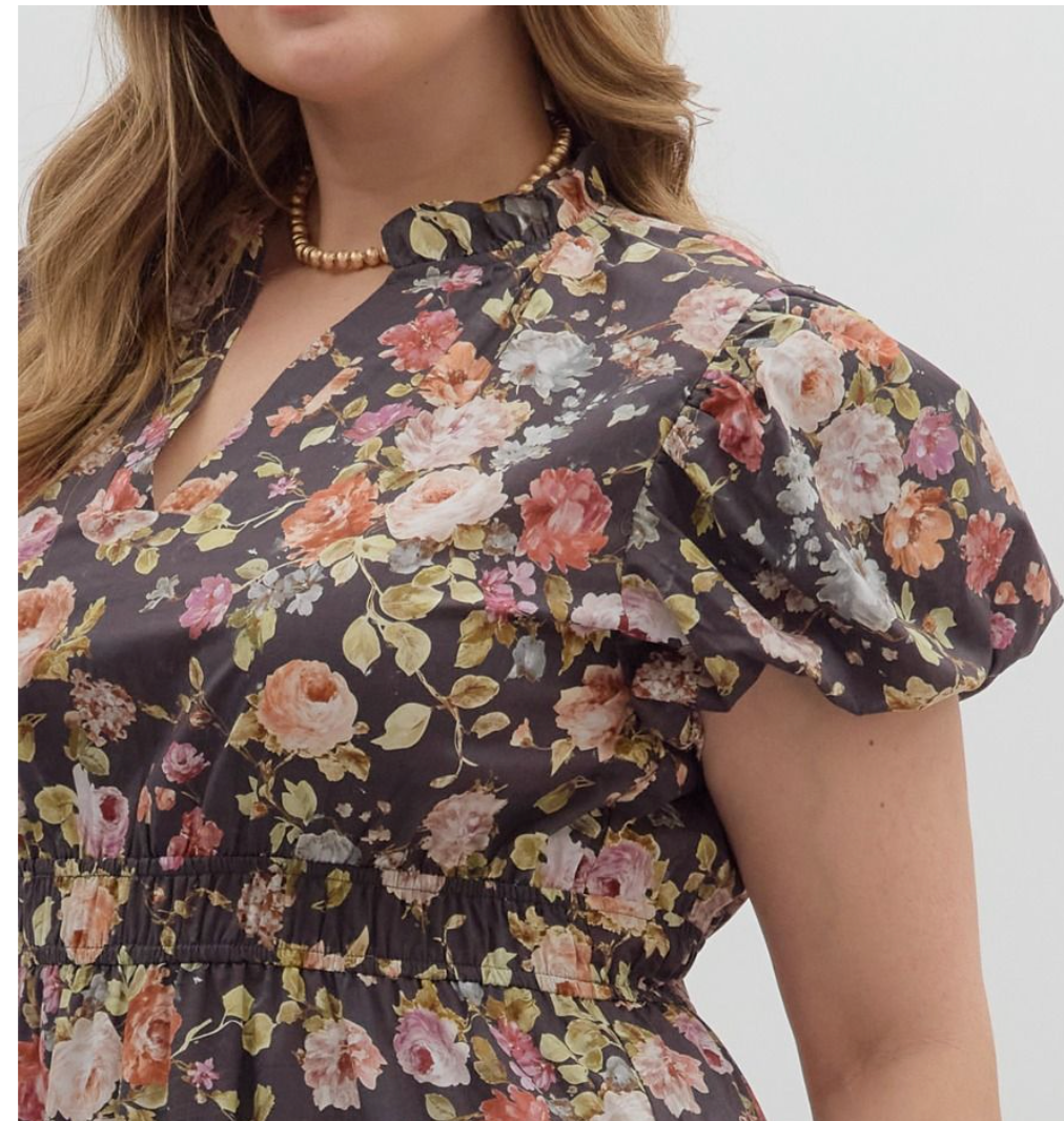 "Charlotte" Floral Dress, Plus - The Katie Grace Boutique