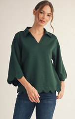 "Carrie" Scalloped Hem Luxe Knit Top, 2 colors - The Katie Grace Boutique