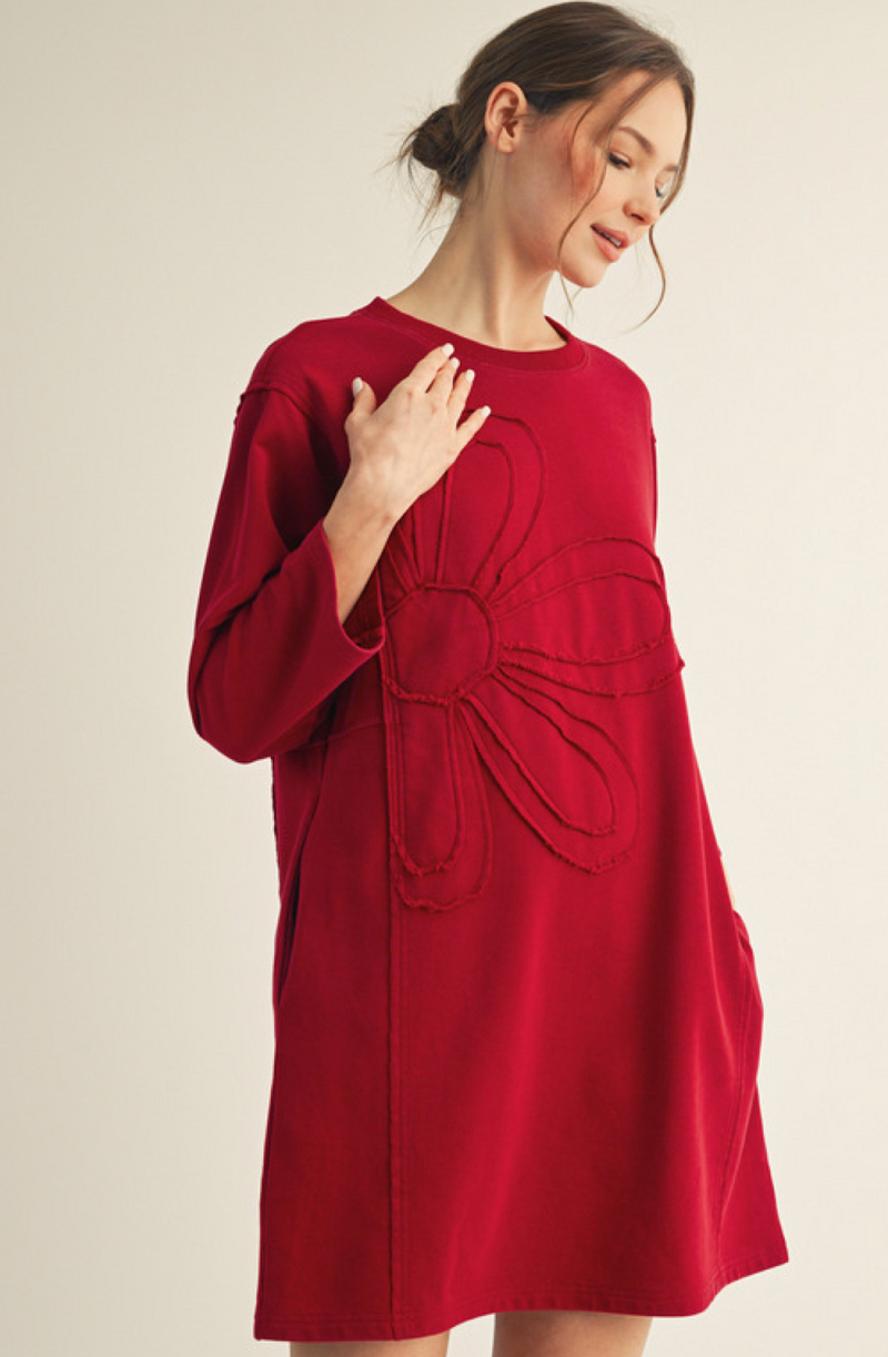 "Shea" Applique Flower Dress, 2 colors