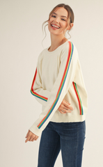 "Crista" Sweater with Stripes - The Katie Grace Boutique