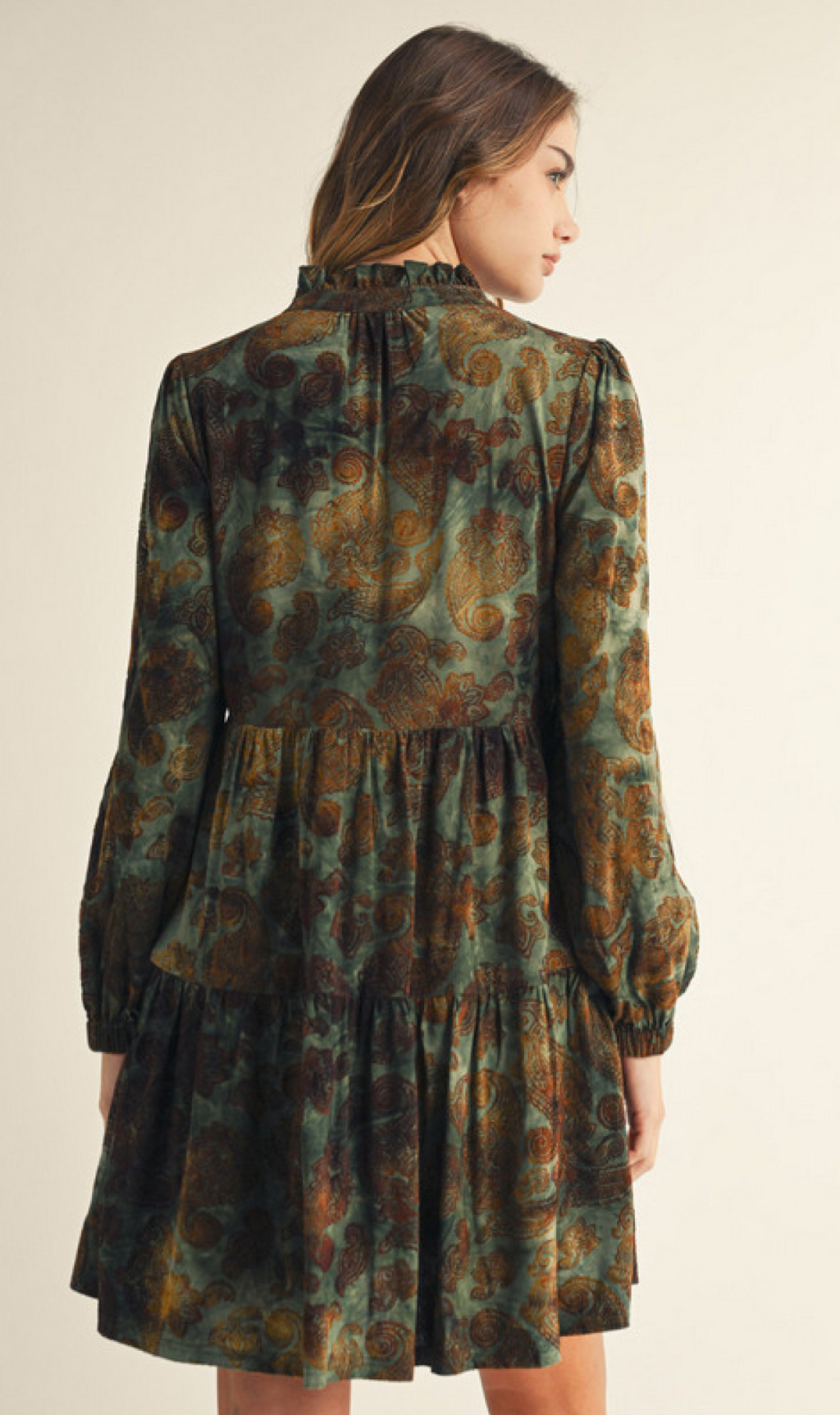"Cara" Flocked Tiered Dress - The Katie Grace Boutique