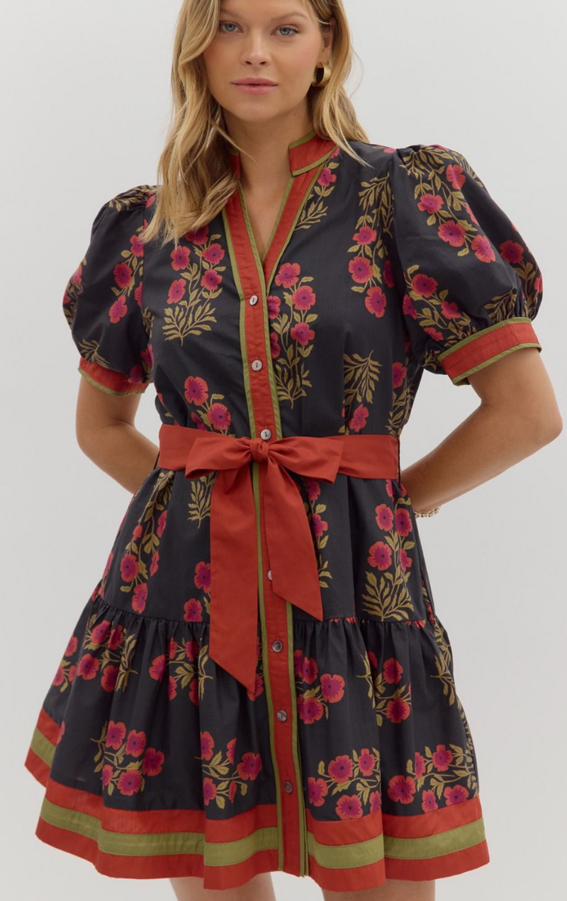 "Melanie" Puff Sleeve Dress - The Katie Grace Boutique
