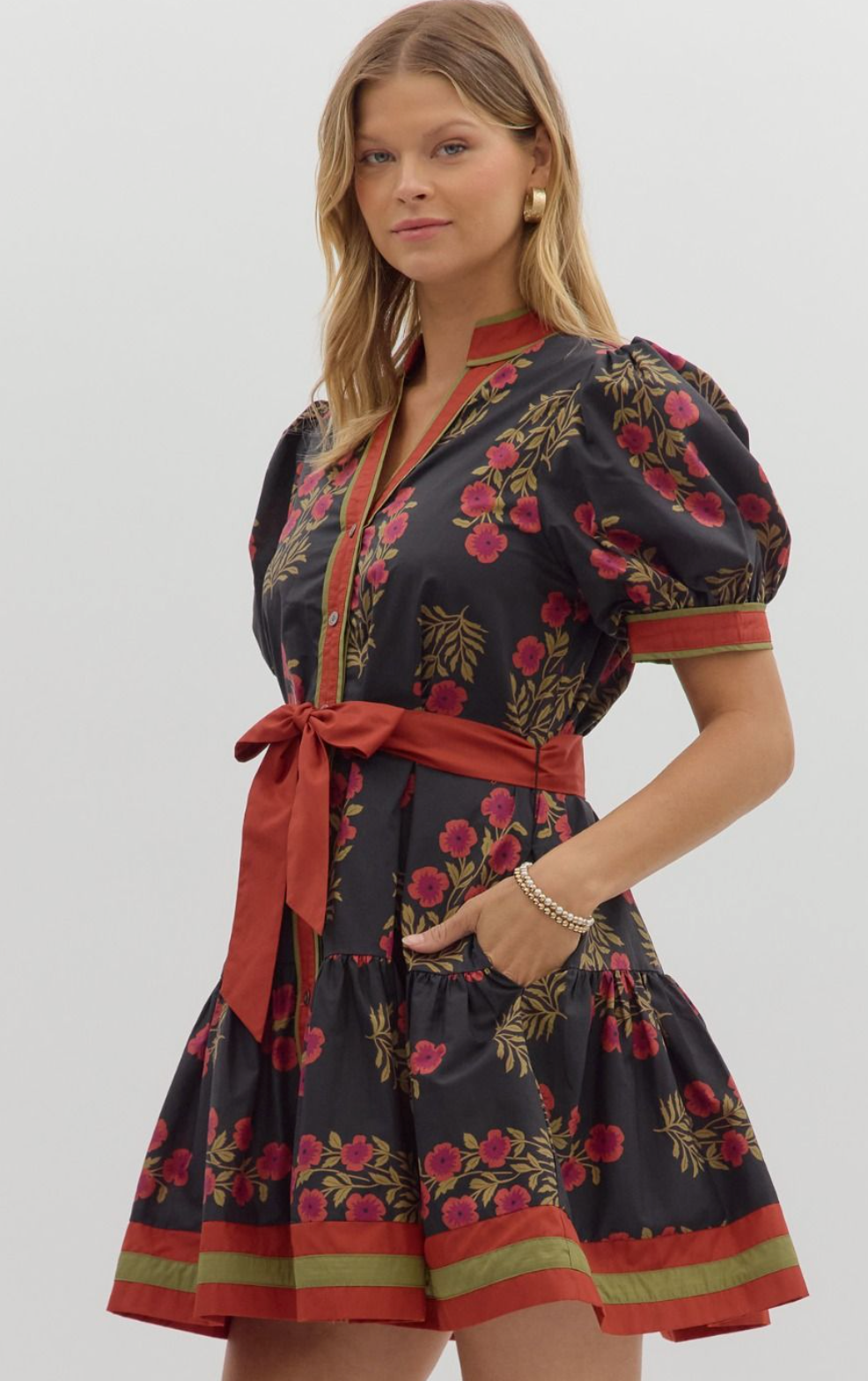 "Melanie" Puff Sleeve Dress - The Katie Grace Boutique