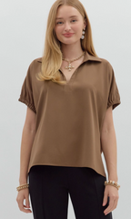 "Lane" Collared Blouse, 2 colors - The Katie Grace Boutique