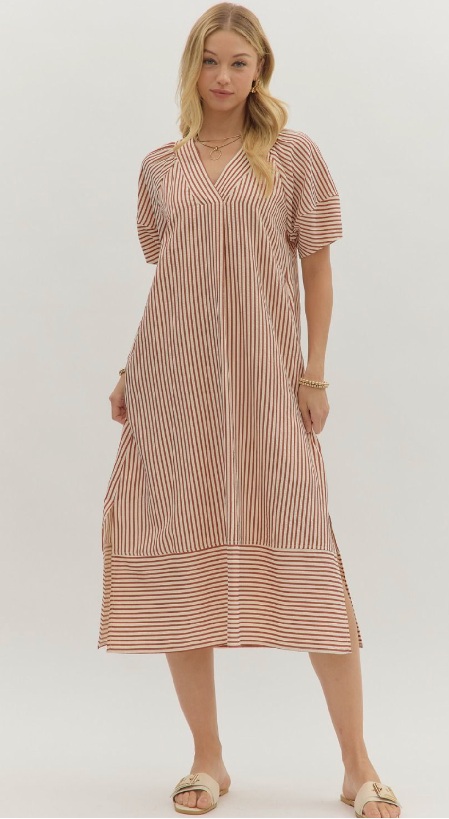 "Miranda" Striped Midi Dress, 2 colors - The Katie Grace Boutique