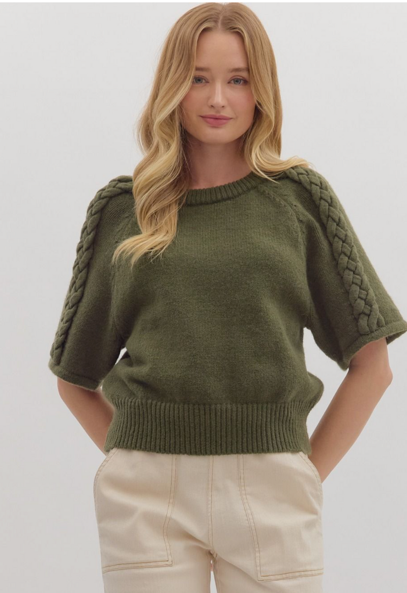 "Cora" Short Sweater Braided Sweater