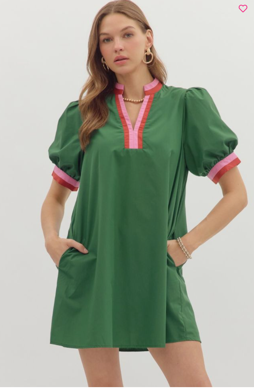 "Hannah" Dress with Ribbon Contrast
