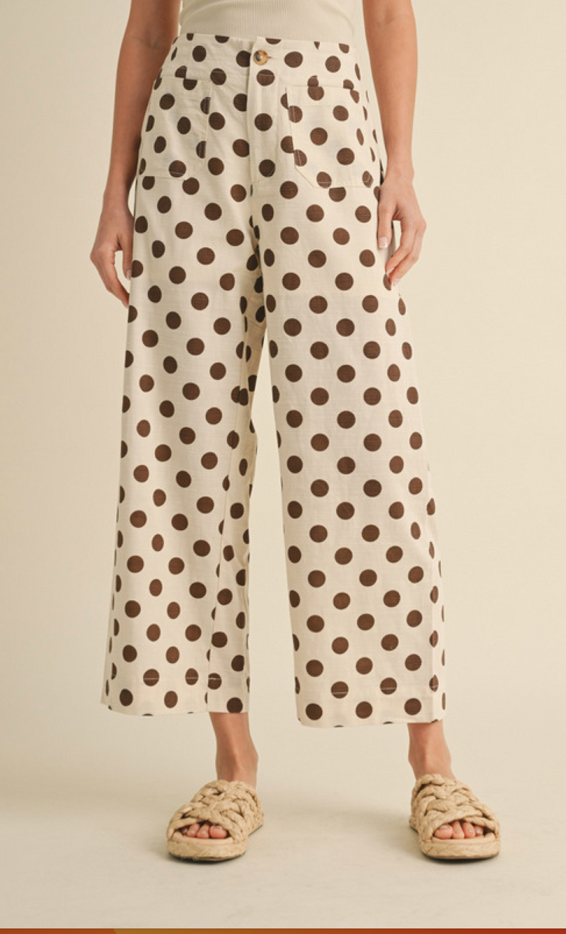 "Britt" Polka Dot Pants, Brown