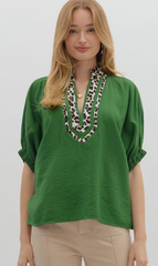 "Singrid" Blouse with Contrast - The Katie Grace Boutique