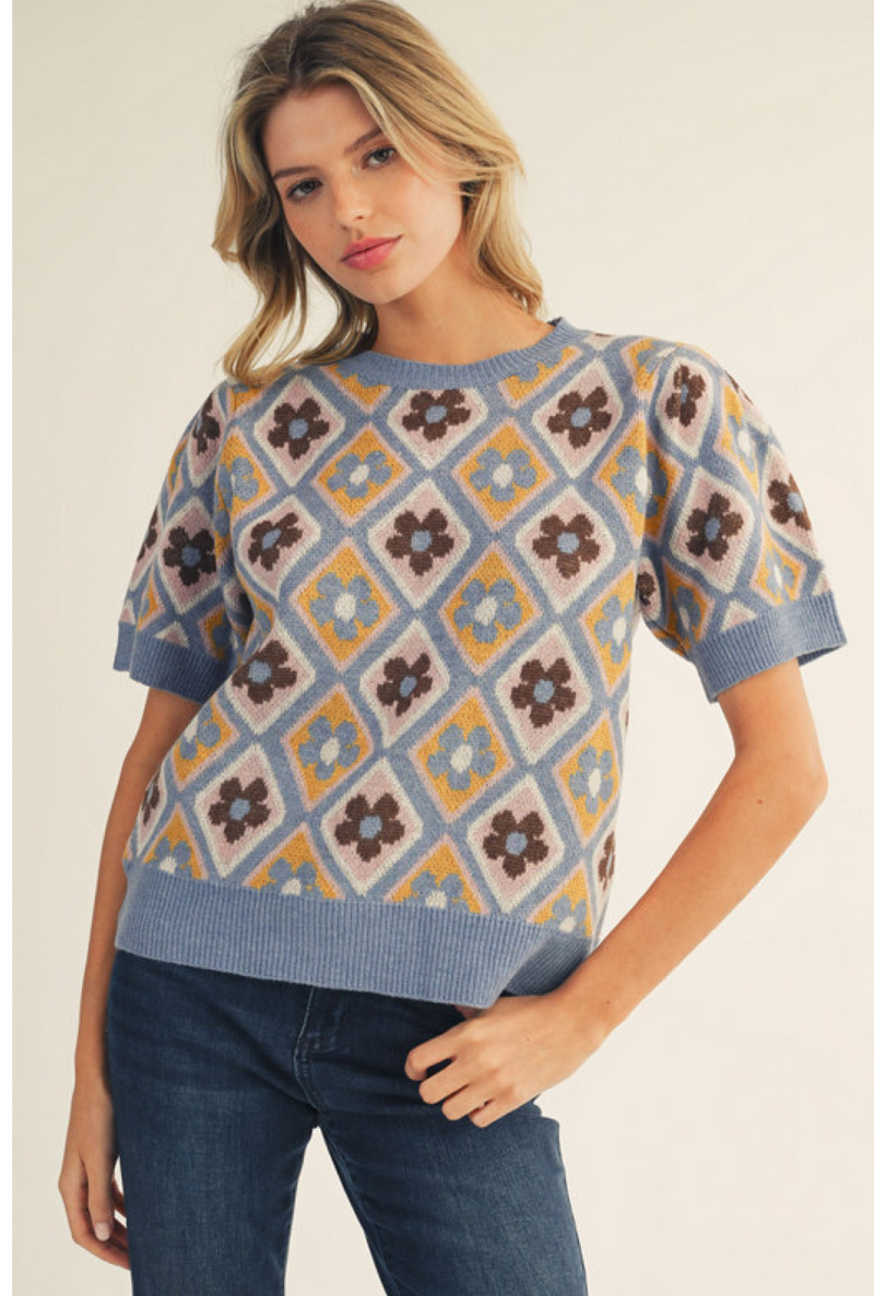 "Diamond" Short Sleeve Sweater
