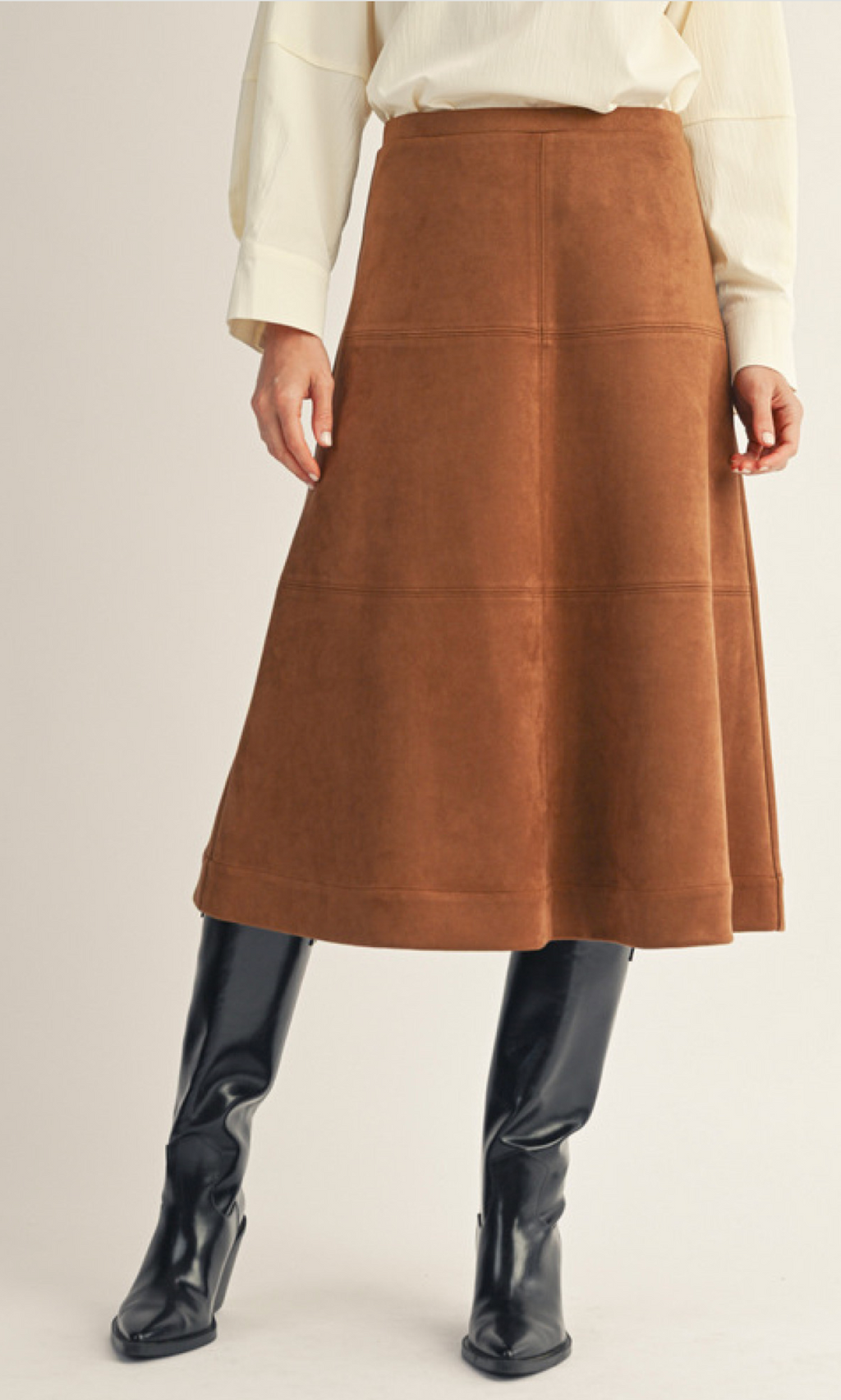 "Chelsea" Suede Midi Skirt, 2 colors - The Katie Grace Boutique