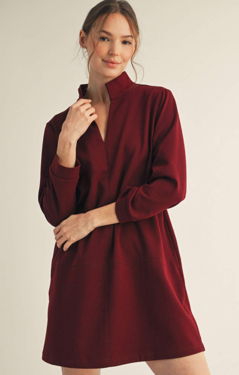"Ember" Luxe Dress, Burgandy