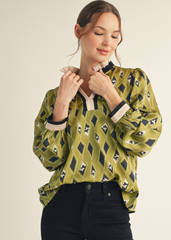 "Charm" Diamond Blouse - The Katie Grace Boutique