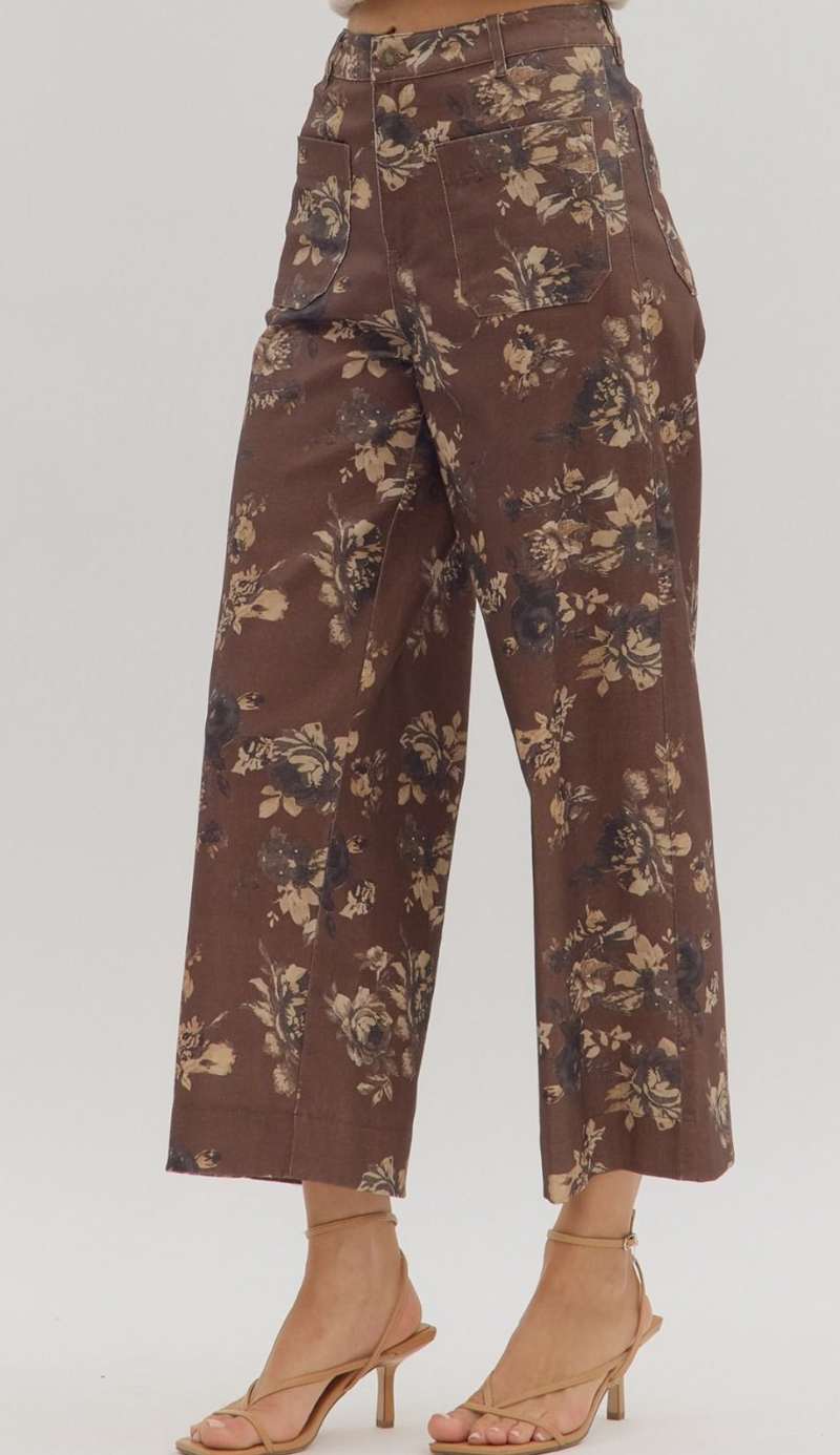 "Nikki" Brown Floral Pants