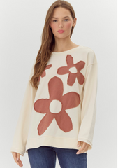 "Daisy" Applique Flower Top - The Katie Grace Boutique