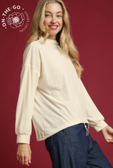 "Riley" Velour Ribbed Top with Drawstring, 2 colors - The Katie Grace Boutique