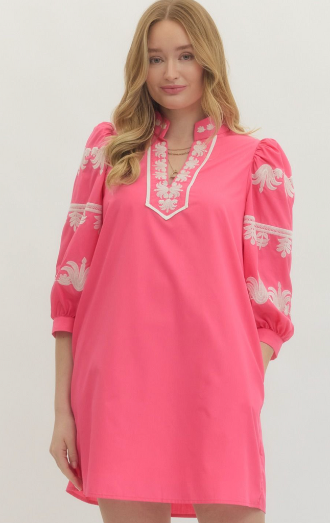 "Heather" Embroidered Dress - The Katie Grace Boutique