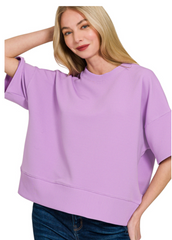"Aimee" Ribbed Scuba Top , 3 colors